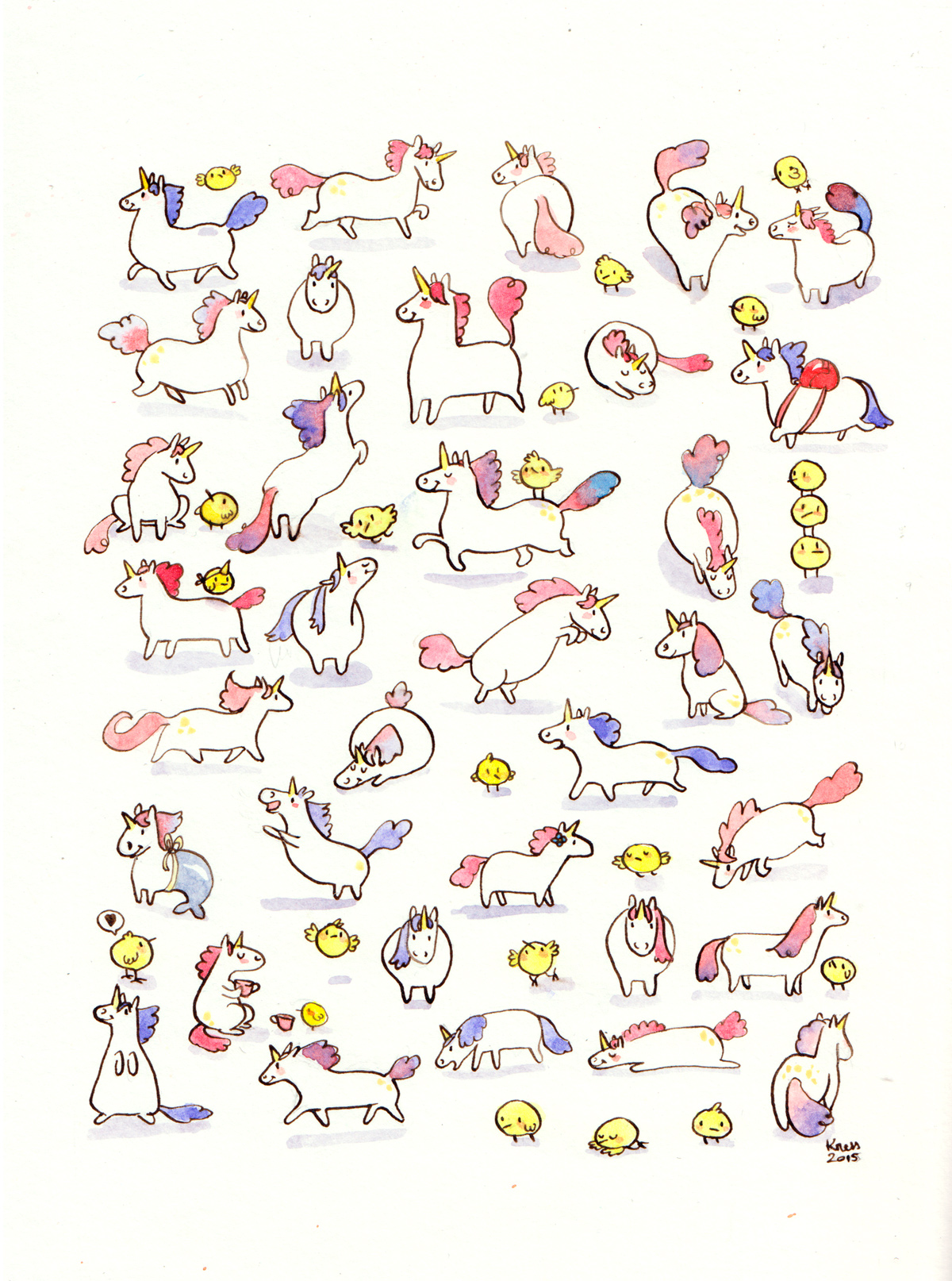 licornes aquarelle