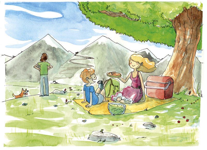 illustratrice montréal - déjeuner sur l'herbe aquarelle