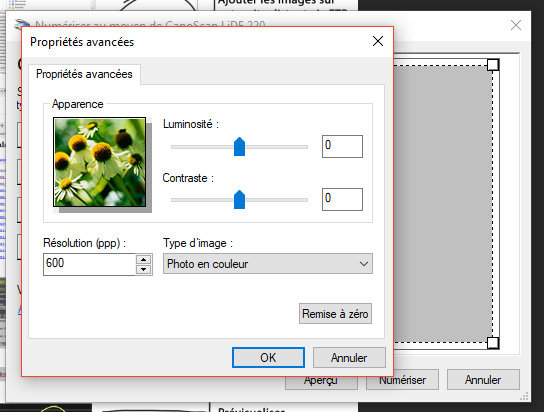Advanced settings of the scanner