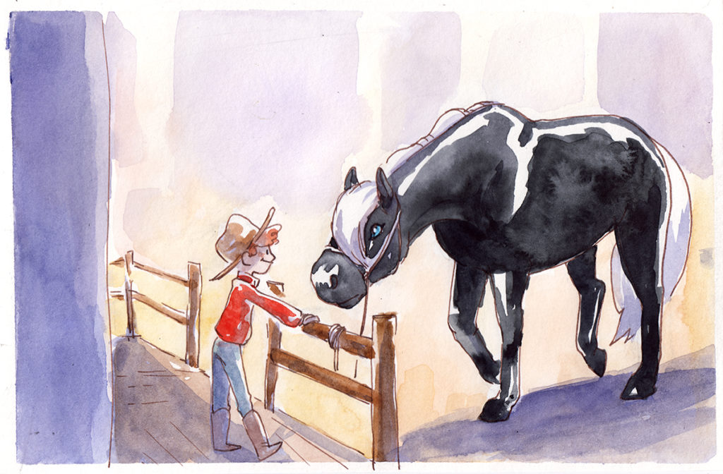 commande illustration cheval noir