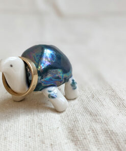 Ceramic Blue Tortoise Ring Holder