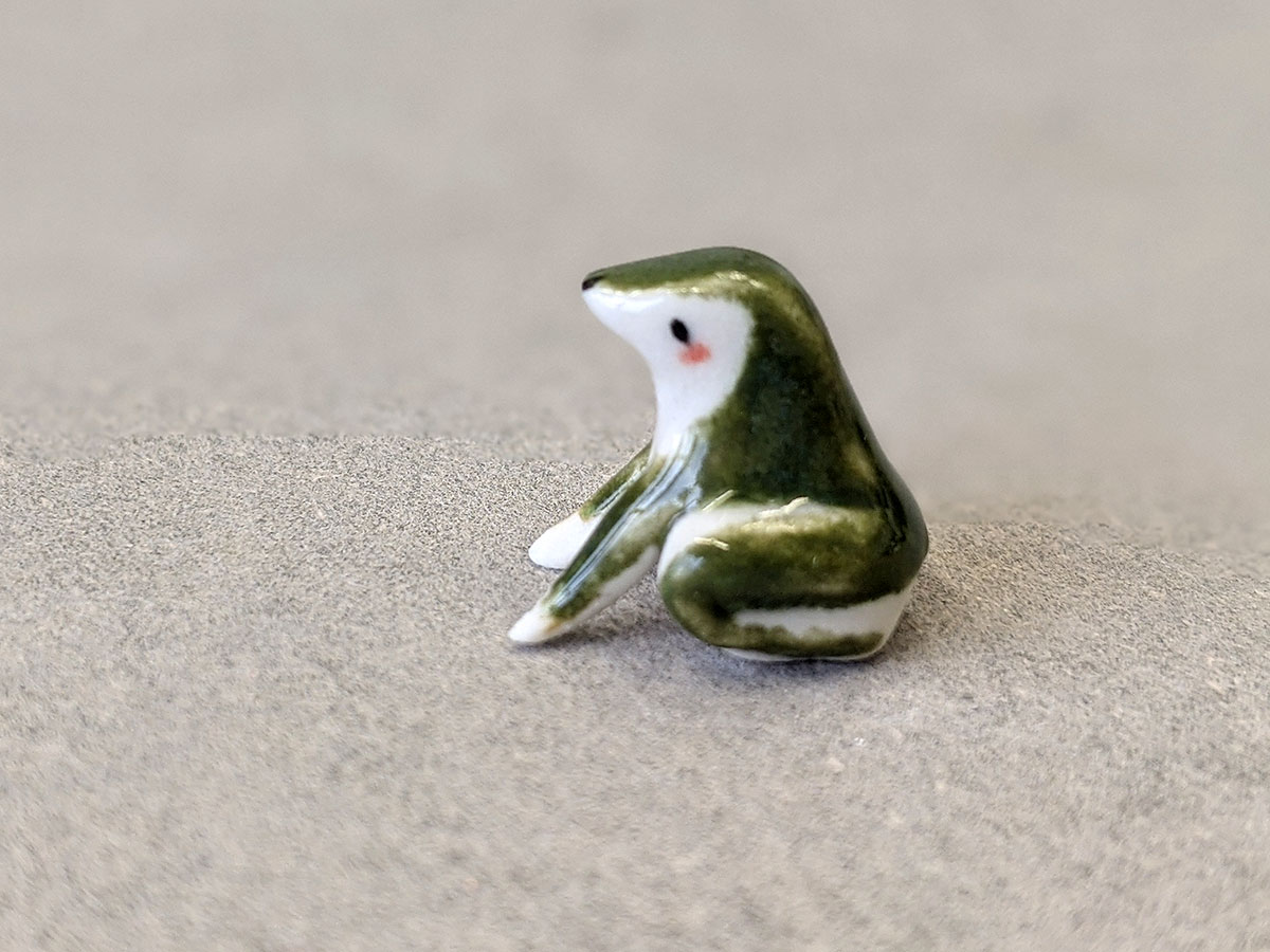 tiny ceramic frog