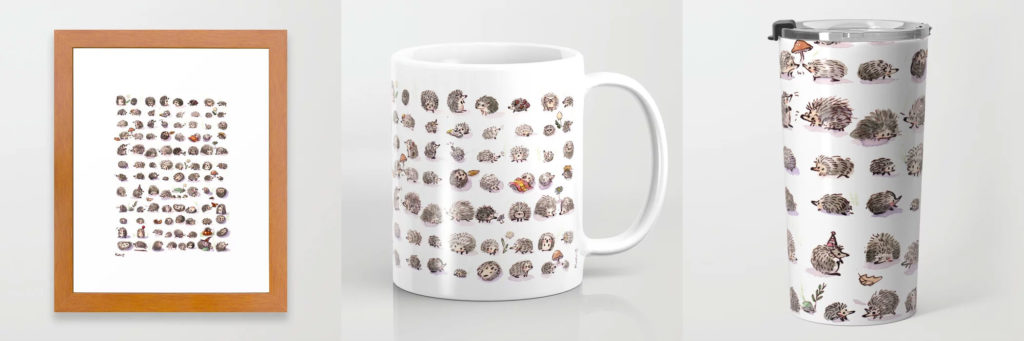 watercolor hedgehog mug