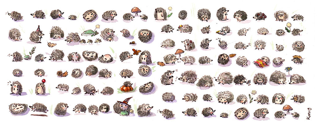 hedgehogs illustration watercolor