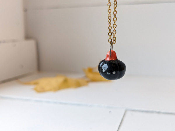 porcelain pumpkin pendant black