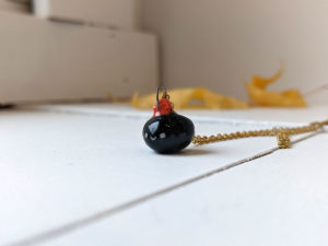 porcelain pumpkin pendant black