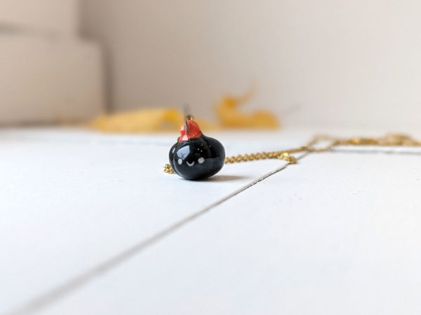 porcelain pumpkin pendant black