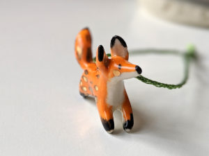 renard ceramique pendentif