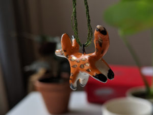 renard ceramique pendentif