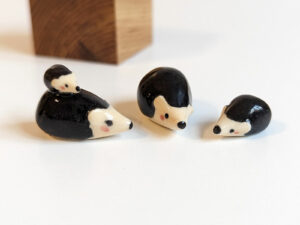 hedgehog family porcelain figurines