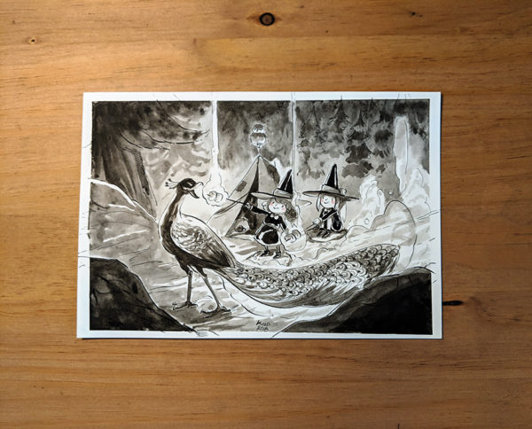 inktober dessin peafowl
