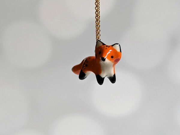 red fox pendant porcelain and gold