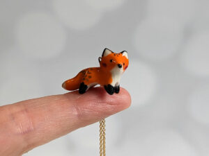 red fox pendant porcelain and gold