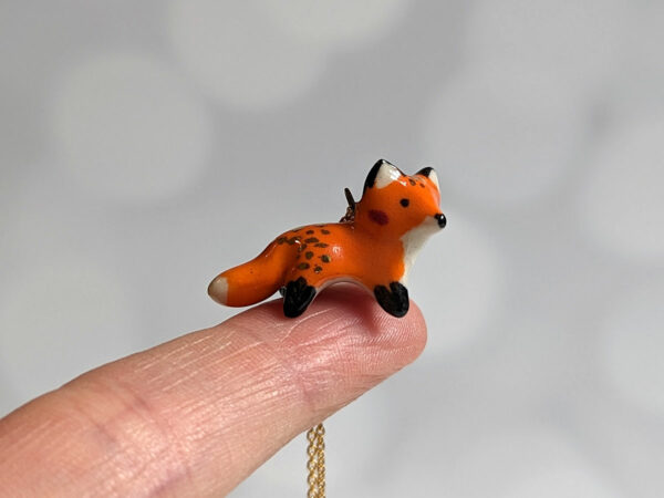 red fox pendant porcelain and gold