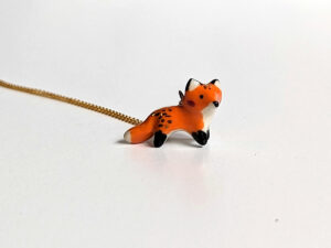 red fox pendant porcelain and gold