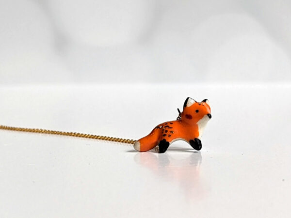 red fox pendant porcelain and gold