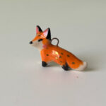 cute red fox pendant porcelain and gold