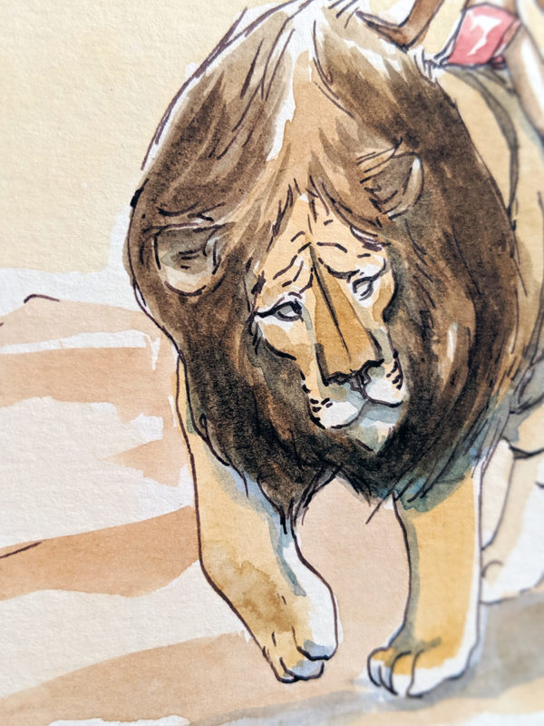 aquarelle enfant lion tigre