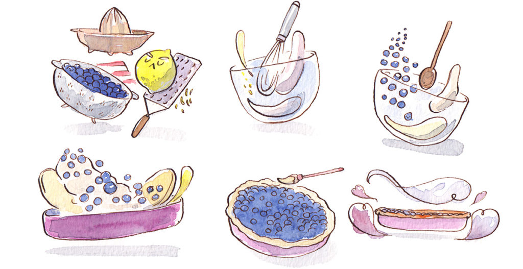 illustration cuisine - recette tarte aux myrtilles