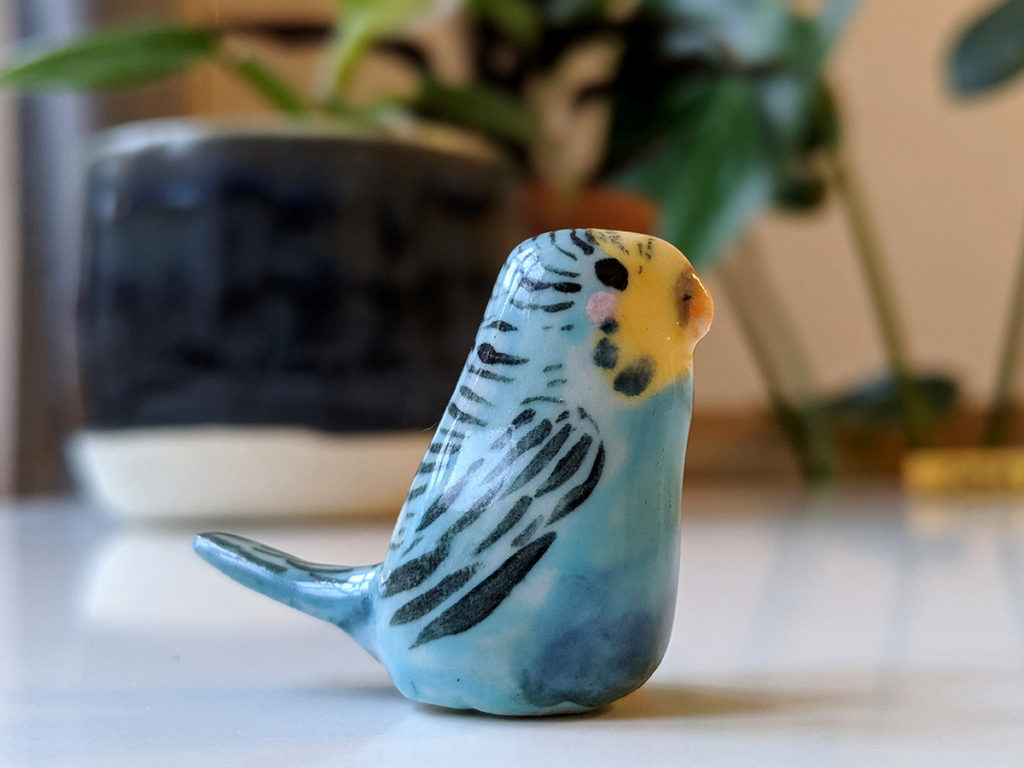 perruche bleue ceramique