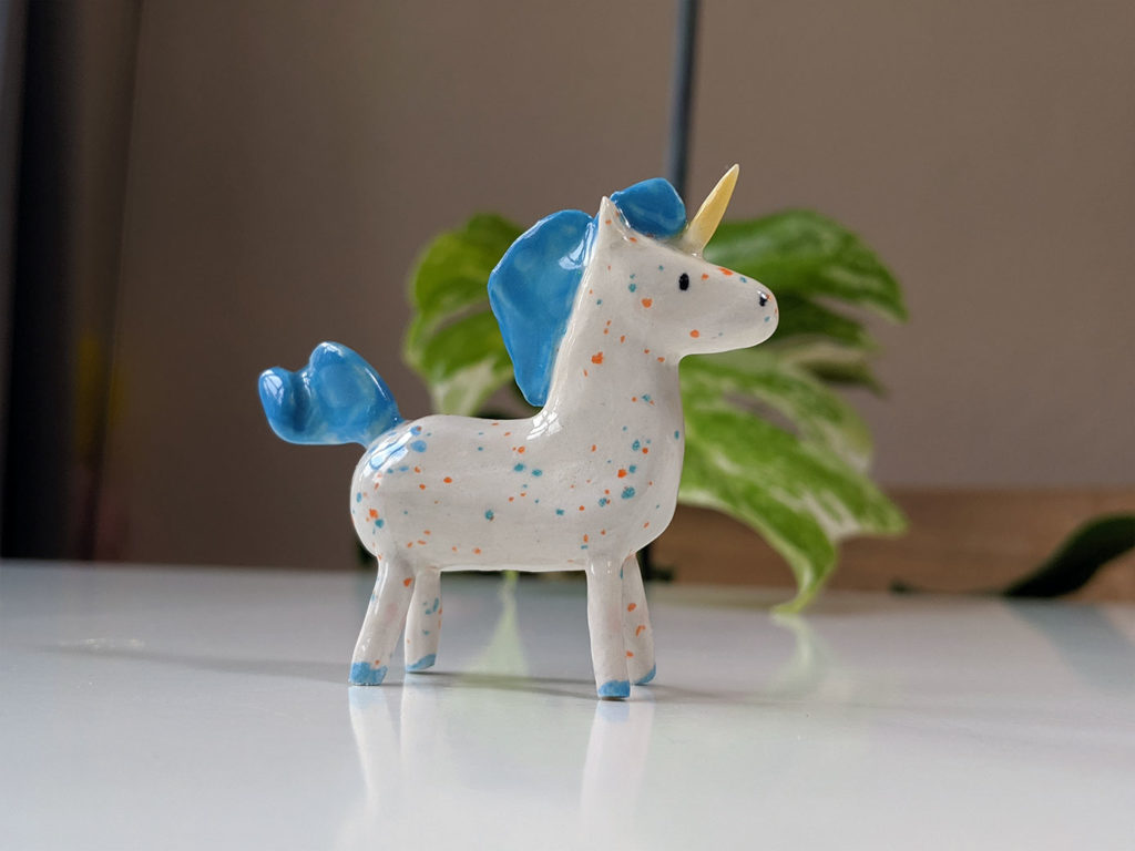 ceramic unicorn blue