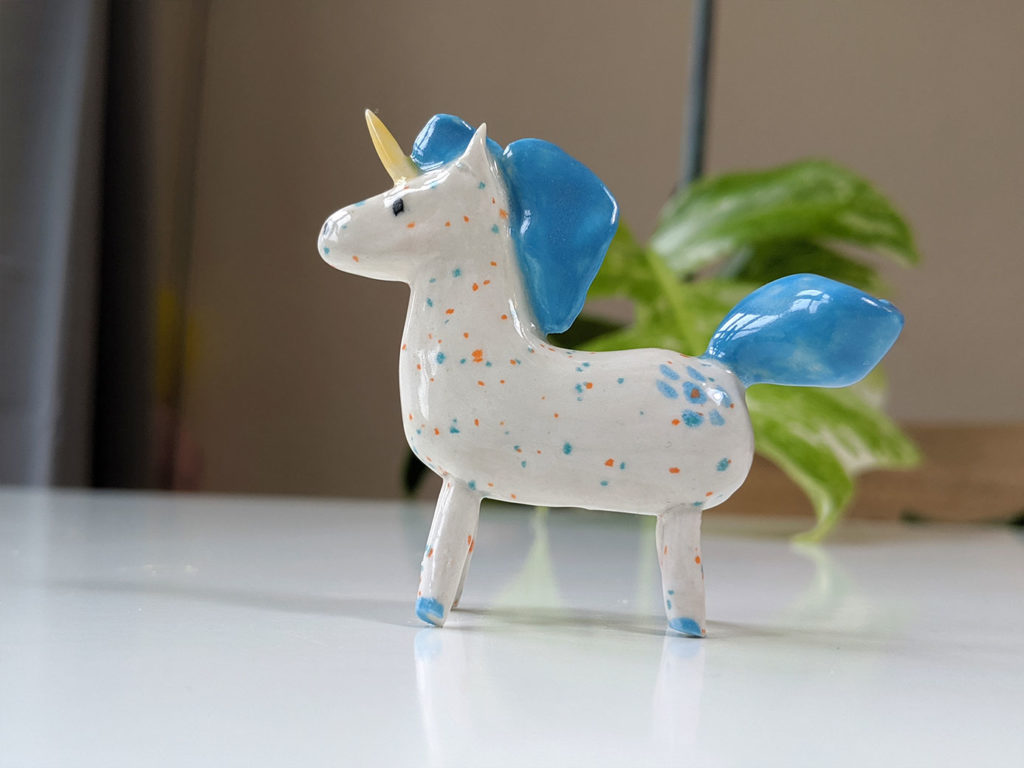 ceramic unicorn blue