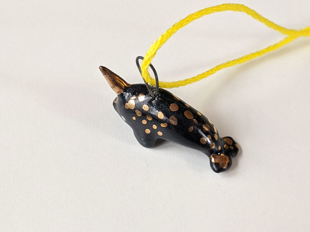 pendent narwhal black gold