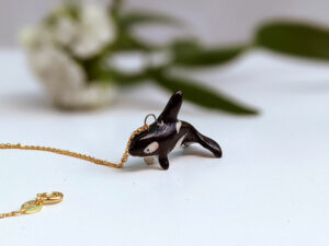 porcelain orca pendant