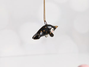 ceramic jewelry narwhal pendant dark gold