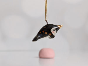 ceramic jewelry narwhal pendant dark gold