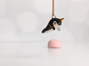 ceramic jewelry narwhal pendant dark gold