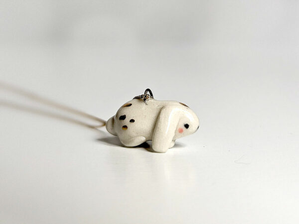 porcelain bunny pendant with chain and gold