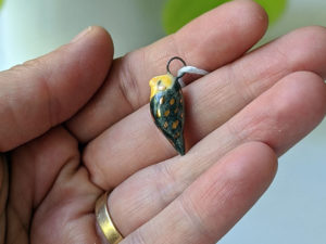 cockatiel ceramics gold pendant