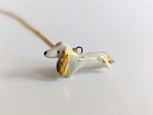 porcelain daschund pendant