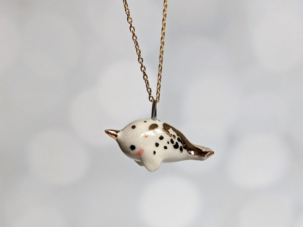 ceramic jewelry narwhal pendant white gold