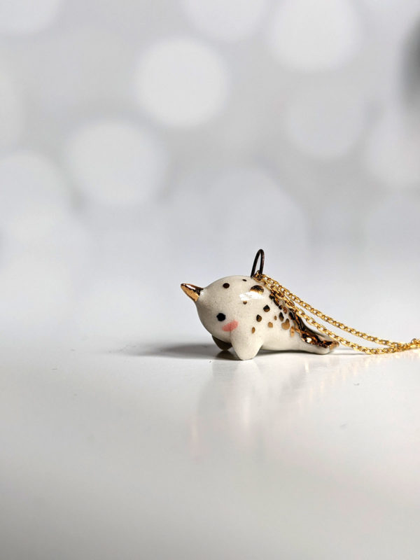 ceramic jewelry narwhal pendant white gold