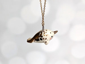 ceramic jewelry narwhal pendant white gold