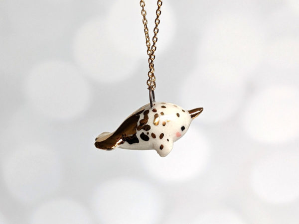 ceramic jewelry narwhal pendant white gold