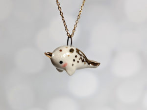 ceramic jewelry narwhal pendant white gold