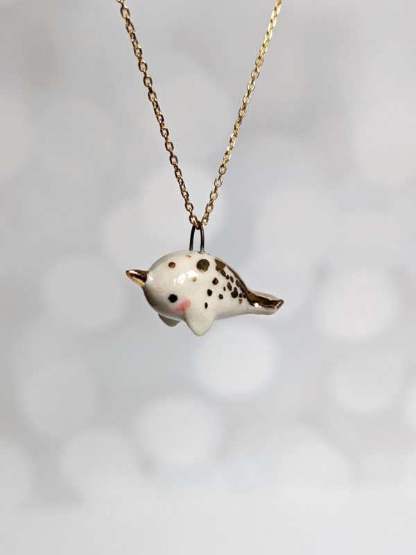 ceramic jewelry narwhal pendant white gold