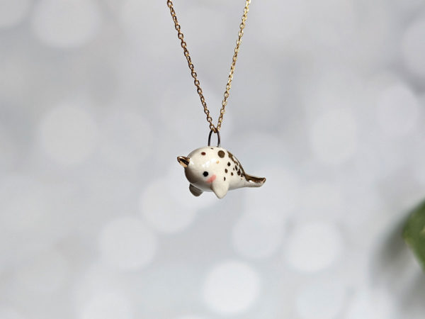 ceramic jewelry narwhal pendant white gold