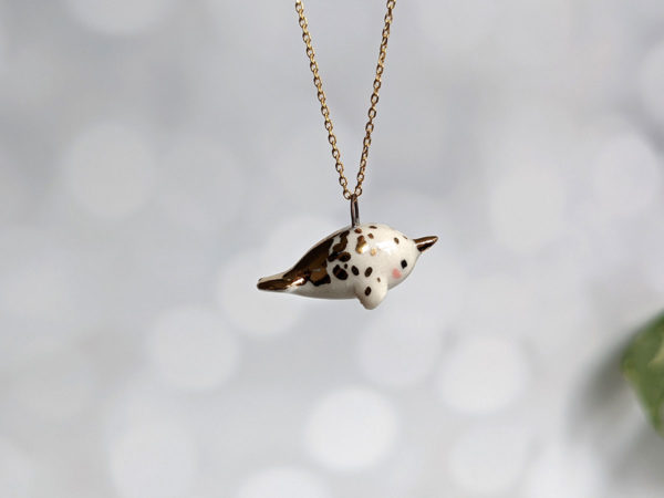 ceramic jewelry narwhal pendant white gold