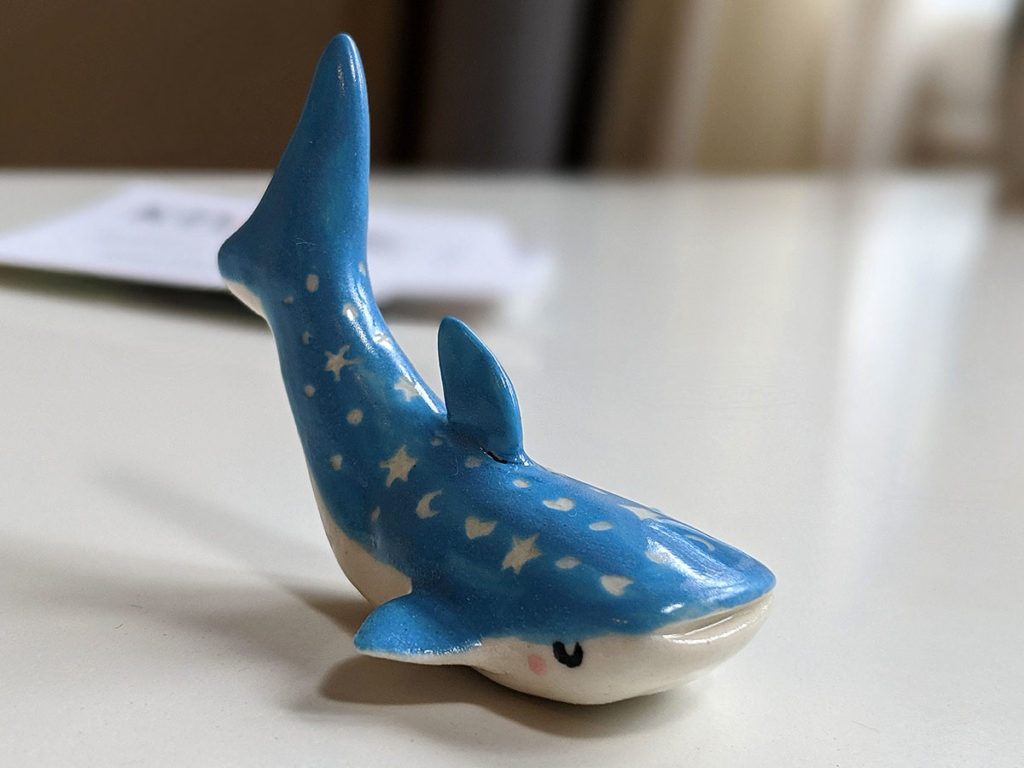 starry whale shark ceramic figure