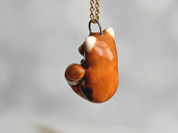 porcelain pendant cute red panda handmade