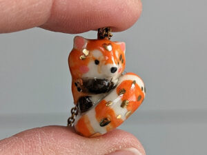 porcelain pendant cute red panda handmade