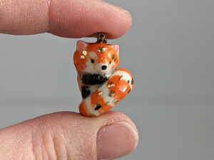 porcelain pendant cute red panda handmade