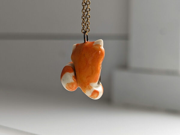 porcelain pendant cute red panda handmade