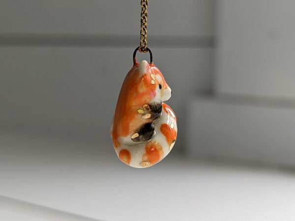 porcelain pendant cute red panda handmade
