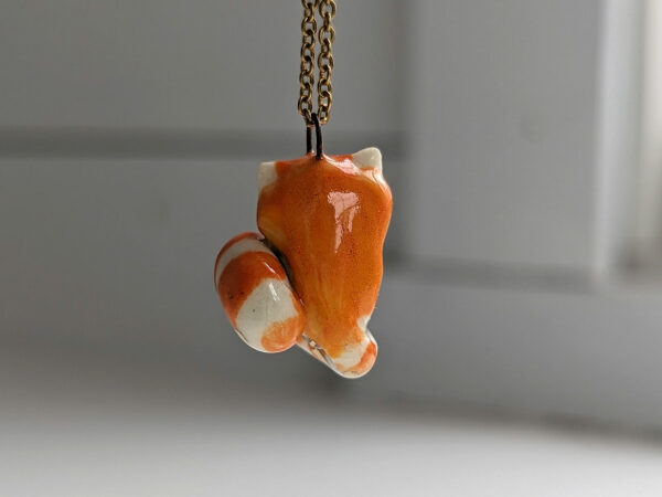 porcelain pendant cute red panda handmade