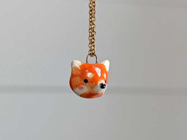 porcelain pendant red panda portrait cute